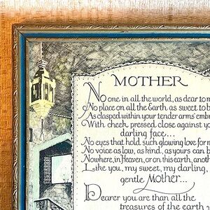 Vintage Mother Poem Hand Colored Print Antique Framed Birthday GIFT Mother’s Day